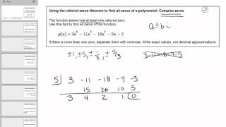 17 07 Using the rational zeros theorem to find all zeros of a polynomial Complex zeros [upl. by Nelac]