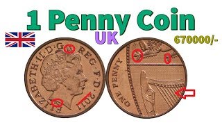 Rare British 1 Penny Coin  Elizabeth II  Royal Shield  Rare Foreign Coins  Rare World Coins [upl. by Marylin]