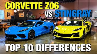 Chevy Corvette Z06 vs Stingray  Top 10 Differences Between the 2023 Corvette Z06 amp 2020 Stingray [upl. by Noirred596]