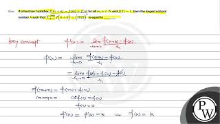 If a function f satisfies fmnfmfn for all \m  n \in N\ and \f11\ then the larg [upl. by Milt885]