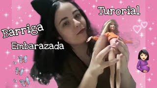 Barbie tutorialCómo hacer una barriga de embarazada para tu muñeca barbie [upl. by Ahsakat]