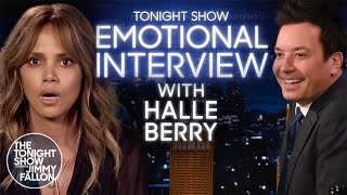 Emotional Interview with Halle Berry  The Tonight Show Starring Jimmy Fallon [upl. by Yenattirb]