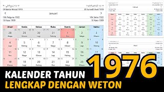 Kalender Tahun 1976 Lengkap Dengan Weton [upl. by Nwahsyt]