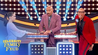 RuPaul writes his own question Gets 1 answer  Celebrity Family Feud [upl. by Ennylhsa]