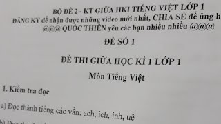 Tiếng Việt Lớp 1  Đề Só 1 Thi Giữa Học Kì 1 Môn Tiếng Việt [upl. by Amirak]