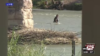 Watch migrants wade Rio Grande River from Mexico into US [upl. by Iva944]