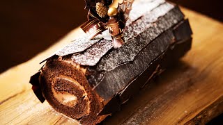 How to make Christmas Chocolate Log Cake “Bûche de Noël au chocolat” [upl. by Niletac]