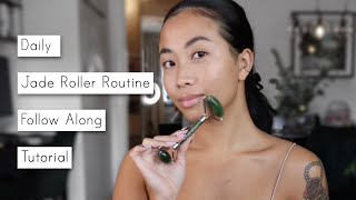 Daily Jade Roller Routine  Follow Along Jade Roller Tutorial [upl. by Airdnaid]