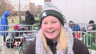 Fans wait outside of Breslin Center [upl. by Reinhardt]