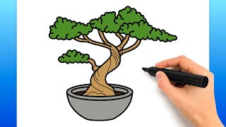 How To Draw A Bonsai Tree Easy Drawing Tutorial [upl. by Friede]