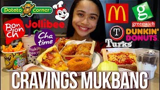 CRAVINGS MUKBANG  Eating all our food cravings in one seating [upl. by Bearnard]