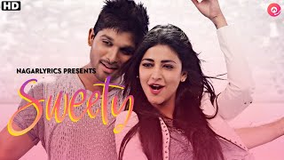 Sweety Lyrics With English Translation  Race Gurram  Allu Arjun Shruti Hassan  Telugu Songs [upl. by Harley]