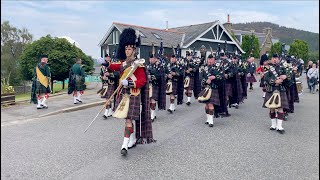 Brothers lead The Highlanders 4 SCOTS Pipes and Drums to the 2022 Braemar Gathering in Scotland [upl. by Idolah]