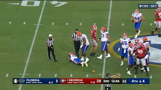 Georgia player gets penalized after he doesnt realize the play was whistled dead [upl. by Aekerly559]