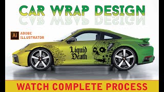 How to make car wrap design in Adobe illustrator  Decal Design Car wrap design tutorial [upl. by Elatan]