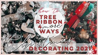 HOW TO PUT RIBBON ON A CHRISTMAS TREE  4 EASY RIBBON TUTORIALS  STEP BY STEP [upl. by Alletsirhc]