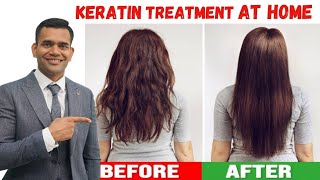 Keratin Treatment At Home For Straight  Smooth And Shiny Hair [upl. by Ortensia]