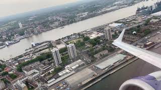 Powerful steep take off from London City Airport  BA Embraer 190  GLCYO  02062021 [upl. by Esiuqcaj]