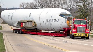 KC135 Stratotanker Plane Being Transported in Truck Oversize Load in United States [upl. by Htepsle]