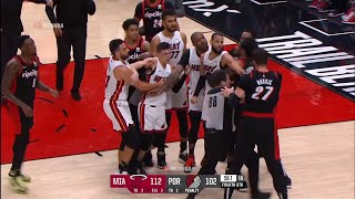 Tyler Herro tries to fight Nurkic by shoving him and then Nurkic punches him in the head [upl. by Brick]