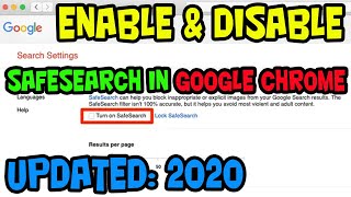 HOW TO ENABLE AND DISABLE SAFE SEARCH IN GOOGLE CHROME  UPDATED 2020 [upl. by Edwards]