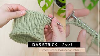 Italienischer Maschenanschlag in Runden  einfache Strickanleitung 8 das Strick 1x1 [upl. by Starobin]