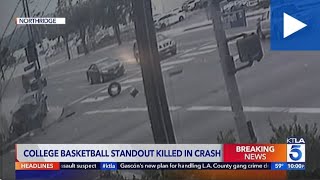 Surveillance shows crash that killed basketball star Terrence Clarke [upl. by Harahs]