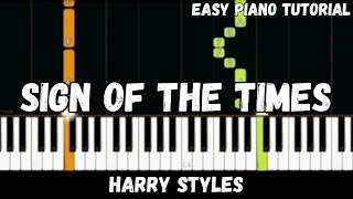 Harry Styles  Sign of the Times Easy Piano Tutorial [upl. by Aerdnahs973]