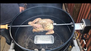 How To Rotisserie Chicken On The Weber Kettle Performer [upl. by Maillij]