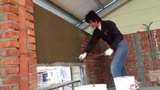 Sand and Cement Rendering on Brick WallsPart 3  First Coat [upl. by Jensen453]