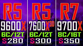 RYZEN 5 9600X vs RYZEN 5 7600X3D vs RYZEN 7 9700X  PC GAMES BENCHMARK TEST [upl. by Kennie537]