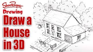 How to draw a House in 3d  birds eye view [upl. by Ralyat]