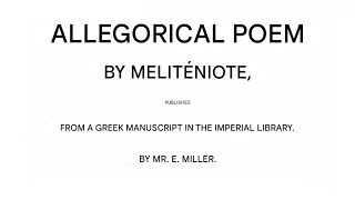 Allegorical Poem  Temperance  Sophrosyne  Constantinus Meliteniota [upl. by Merrili]