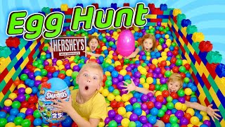 Giant Easter Egg HuNt In Lego Ball Pit [upl. by Kelson]