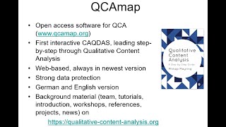 CNP webinar 031 Qualitative Content Analysis with QCAmap [upl. by Ateiram]