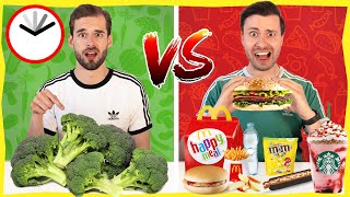 1 DAG GEZOND ETEN VS FASTFOOD ETEN Experiment met Gewoon Thomas [upl. by Chellman]