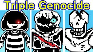 Friday Night Funkin Genocidal Trouble  Sans Papyrus Chara Undyne Sings Triple Trouble FNF Mod [upl. by Atram]