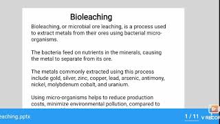 What is bioleaching part1 [upl. by Omsoc62]