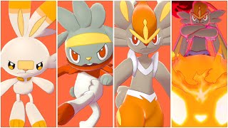 FULL SCORBUNNY EVOLUTION TEAM Shiny Scorbunny Raboot Cinderace Cinderace Gigantamax [upl. by Nosredneh]