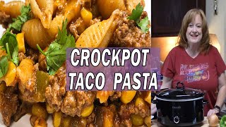 CROCKPOT TACO PASTA CASSEROLE RECIPE  COOK WITH ME EASY CROCKPOT DINNER [upl. by Herta351]