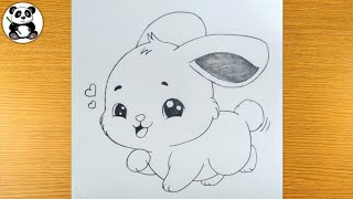 Cute bunny  rabbit animal pencil drawing  easy drawing TaposhiartsAcademy [upl. by Nimzzaj]