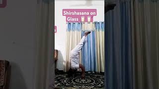 Shirshasana on 🥛Glass🥛 by yog guru Sharda Soni 🙏 yoga exercise shirshasana yogguru yogateacher [upl. by Dorraj654]