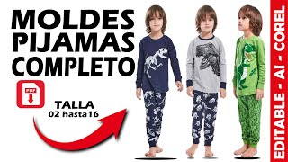 Molde para Pijamas infantiles niños completos [upl. by Ireg]