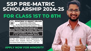 SSP PreMatric Scholarship 202425  For Class 1st to 8th  Minority Department [upl. by Fagan]