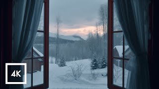 Snowy Cabin in Norway Wind and Fireplace Sounds for Sleep and Study ASMR [upl. by Ennagem54]