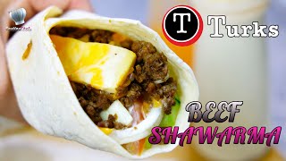 TURKS STYLE BEEF SHAWARMA WITH HOMEMADE SAUCE RECIPE  Beef shawarma recipe [upl. by Portwine]