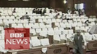 Nepal earthquake Moment quake struck the parliament  BBC News [upl. by Katherin]