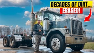 Deep Cleaning a 20 Year Old Abandoned GMC Semi Truck [upl. by Ehc]