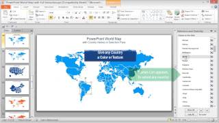 Selectable countries by name and color in PowerPoint World Map [upl. by Thurnau]