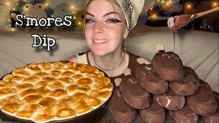 CHOCOLATE PEANUT BUTTER SMORES DIP MUKBANG Vegan No Talking [upl. by Stacey308]